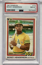 1981 Donruss #119 Rickey Henderson - PSA 8 - Newly Graded! Great Centering!