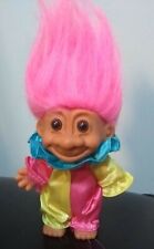 Vintage Russ Troll Doll With Clown Outfit Pink Hair 4" Collectible Toy Xmas Gift