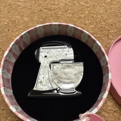 Erstwilder Spin Me Right Round Silver Stand Mixer Resin Brooch Pin NWT  - Image 1 of 4