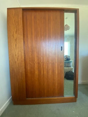 Mid Century Austinsuite Teak Tambour Door Wardrobe - Image 1 of 4