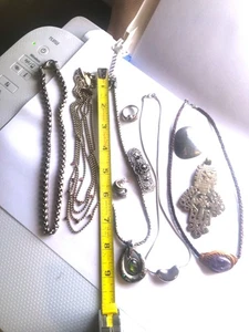 Boho Ethnic Jewelry LOT NYco chico's aztec pendant sterling huggies and ring 6.5 - Picture 1 of 8