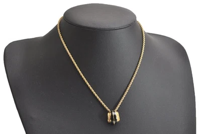 Autêntico Colar Pingente Christian Dior Corrente Tom Dourado Strass CD 4445N - Imagem 1 de 4