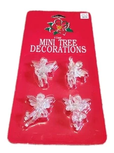 NEW 4 Mini Christmas Tree Angel Ornaments Decorations Cherubs Iridescent 1.5" - Picture 1 of 6