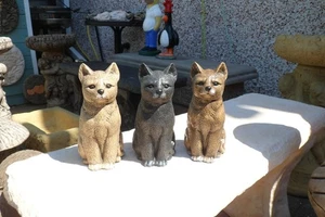 STONE GARDEN CAT ORNAMENT CUTE GIFT - Picture 1 of 1