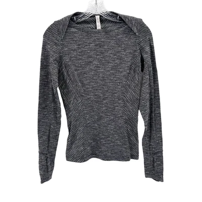 LULULEMON Women’s 4 Kanto Catch Me Long-Sleeve Shirt Wee Stripe Heathered Black - Image 1 of 4