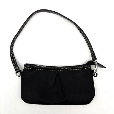Cartera Liz Claiborne negra poliéster imitación charol ribete micro muñeca 7,25" Foto 1 de 4