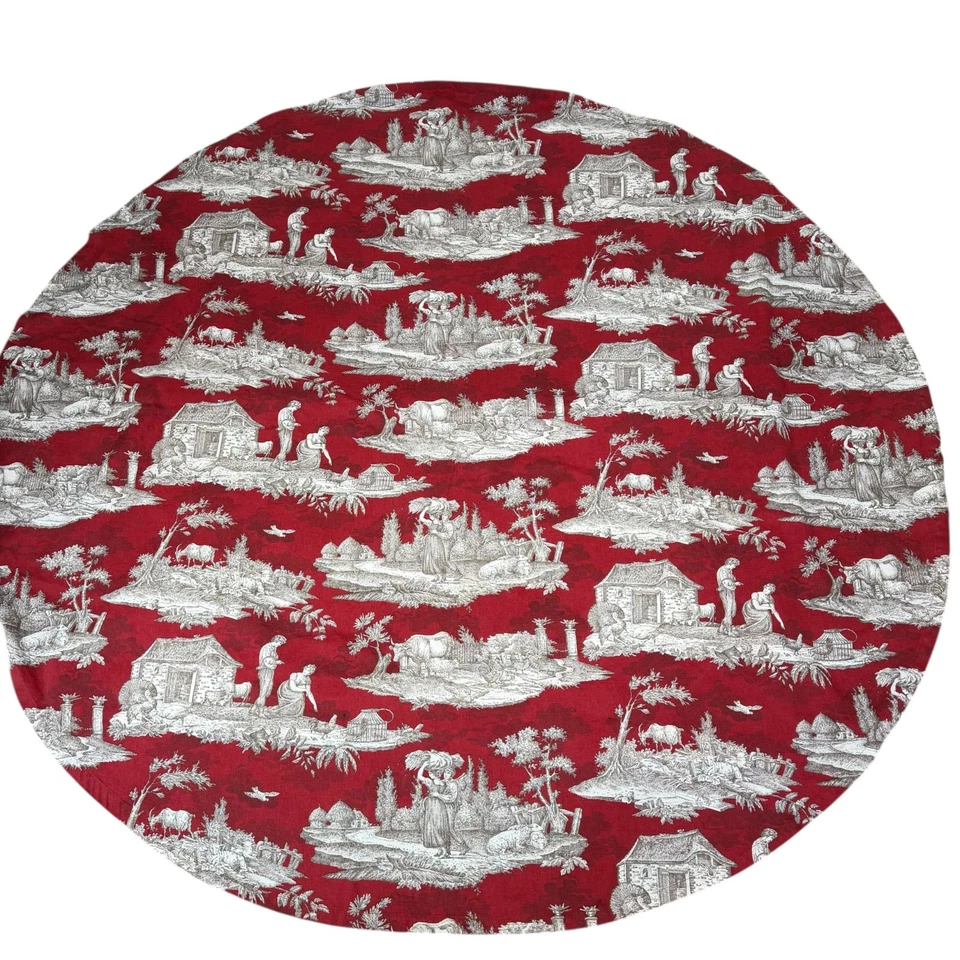 Mantel redondo vintage William Sonoma Toile otoño rojo país francés 68" Foto 1 de 4