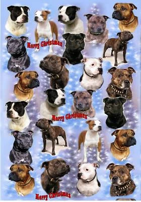 Staffordshire Bull Terrier Dog Christmas Paper by Starprint - 1 semi gloss sheet