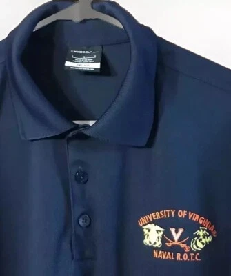 Mens Nike GOLF Polo Shirt University Of Virginia Cavaliers Naval ROTC Large UVA - Image 1 of 3