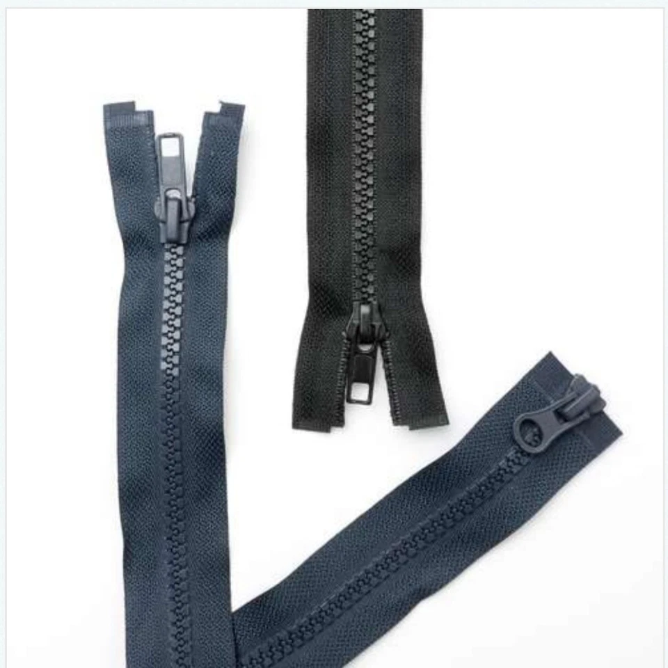 TWO WAY OPEN ENDED CHUNKY ZIP NO. 5 SLIDER PLASTIC TEETH BLACK OR NAVY FREE P&P - Image 1 of 1