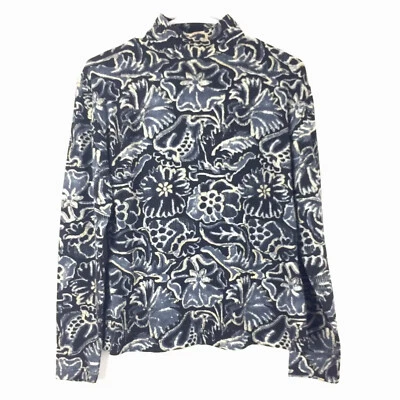 Vintage 80s Adrienne Vittadini Sz M Mock turtleneck sweater Floral lampo Zipper - Image 1 of 4