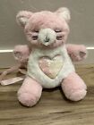 Fluffy Pink Cat Plush Kids Backpack Purse Sequin Heart EUC