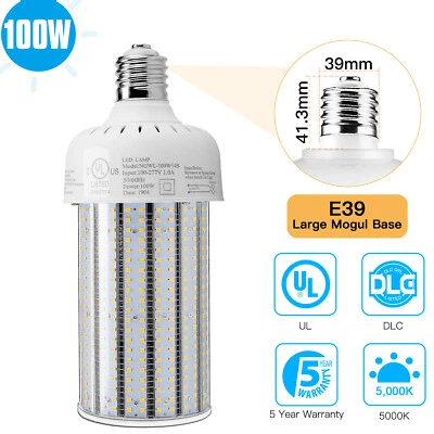 100W LED Corn Cob Light Bulb AC110-277V E39 Mogul Base LED retrofit Bulbs 5000K  - Image 1 of 4