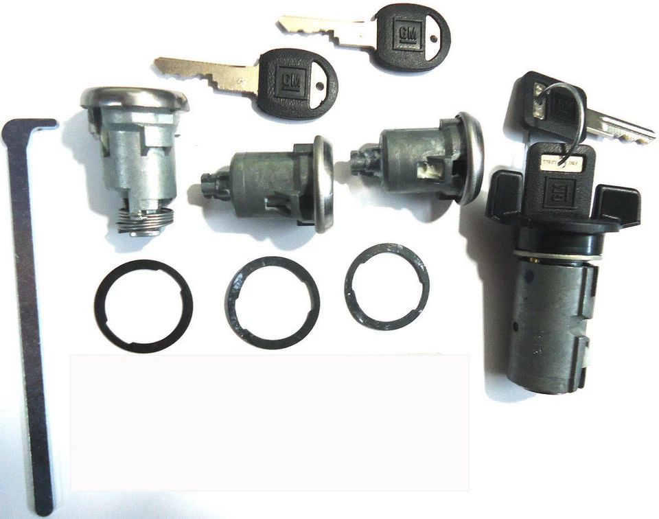 New GM OEM Chrome Ignition/Doors/Trunk Lock Key Cylinder Set With Keys To Match - Image 1 of 1