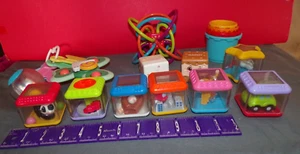 FISHER PRICE PEEK-A BOO BLOCKS & MORE SPINNER STACKING CUPS ROLL AROUND BALL+++ - Picture 1 of 8