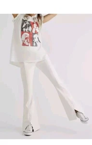 Free People Real Deal Vegan Faux Leather PU white Flared Trousers Size 27 - Picture 1 of 6