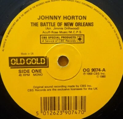 JOHNNY HORTON-BATTLE OF NEW ORLEANS+S.JACKSON-WATERLOO-7" VINYL 45-O.G.--V/G+ - Image 1 of 2