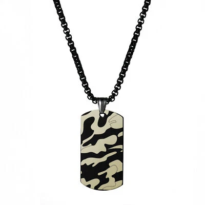 Cadena de collar colgante de etiqueta de perro de camuflaje de acero inoxidable militar del ejército para hombre Foto 1 de 4