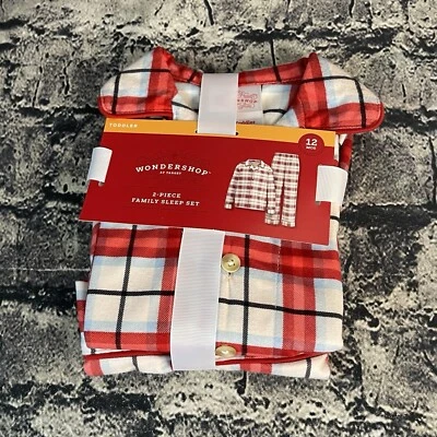 Wondershop 12 Meses 2 Piezas Niño Pequeño Familia Dormir Set PJ Blanco Rojo Negro Cuadros Foto 1 de 4