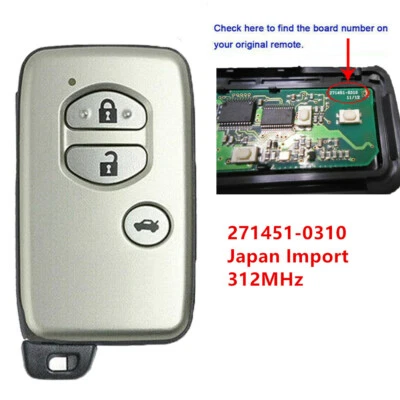 Replacement for Toyota Majesta Mark X Crown 2004-2009 Smart Key FOB 271451-0310 - Image 1 of 2