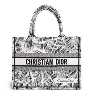 Christian Dior BOOK TOTE Medium Plan de Paris Embroidery Handbag , White M1296Z - Picture 1 of 9