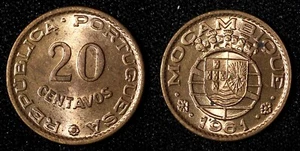Mozambique Bronze 1961 20 Centavos UNC Toned KM# 85 (27 671) - Picture 1 of 3