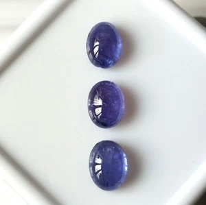 Oval Cut Blue Tanzanite Cabochon 8X6 mm Natural Calibrated Gemstone 3 Pieces Lot - Picture 1 of 6