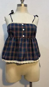 Top cami pequeño Gingham Academia, Escuela, Estético Tirantes Y2K - Imagen 1 de 10