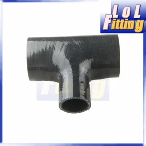 2.5" 63mm ID T Piece Silicone Hose Tube Pipe 1" 25mm Spout Black - Picture 1 of 4