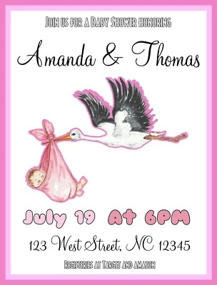 Invitación Baby Shower Personalizable para Bebé Niña - Copia Digital Foto 1 de 2