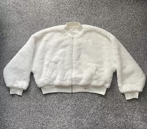 Nike Reversible Faux Fur Satin Bomber Jacket FB8692-133 Women Size XS - Picture 1 of 7