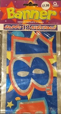 Multi Colored Foil Happy 18th Birthday Foil Wall Banner Party Decorations - Image 1 of 3