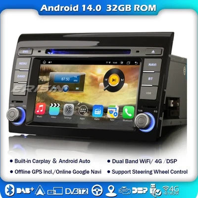 8 Kern Autoradio Carplay Android 14 Navi GPS DVD WIFI FM DAB+DSP Fiat Bravo 32GB - Bild 1 von 4