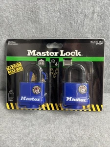 Master Lock 2 Pack Maximum Blue Locks - 3TCOV - Made in USA - NIP - Picture 1 of 2