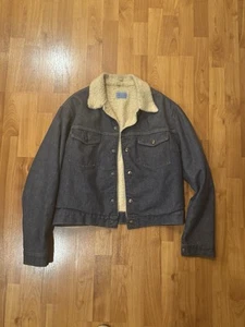 Vintage Roebucks Sherpa Lined Denim Trucker Jacket Mens Size Medium 70s Cropped - Bild 1 von 8