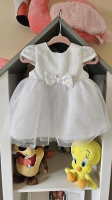 Vestito Abito Battesimo Con Maglioncino, Ghettine E Fascetta - Immagine 1 di 4