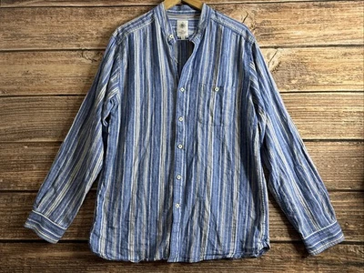 Рубашка мужская Territory Ahead из льняной вискозной смеси большая в полоску на пуговицах - Изображение 1 из 4