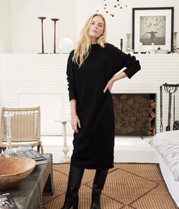 Vestido midi Frank & Eileen Isabelle cuello embudo triple polar negro talla GRANDE - Imagen 1 de 18