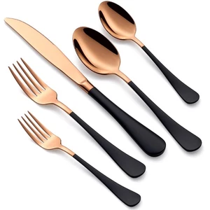 20-teiliges Roségold und Schwarz Silberbesteck Set für 4 - 18/0 Edelstahl Flach... - Bild 1 von 9
