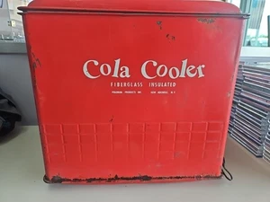 Vintage 1950s Red Cola Cooler Poloron Fiberglass Insulated Vibrant Colors & Rust - Picture 1 of 17