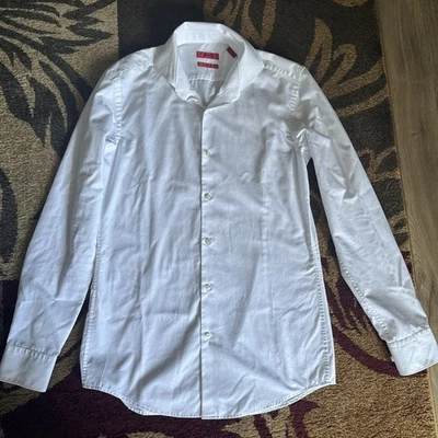 Camisa social masculina HUGO BOSS slim fit ferro fácil branca tamanho 37 14.5 - Imagem 1 de 4