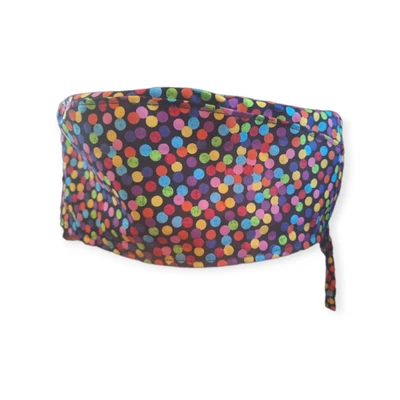 Dots. Multi Color.  Tie Back Scrub hat / cap Surgical Medical - Image 1 of 2