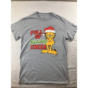 Garfield T Shirt Holiday Cheer Graphic Tee Mens Size Small Gray Christmas - Picture 1 of 5