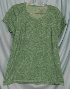 L.L. Bean Green Geometric Round Neck Cap Sleeve Knit Tee Size XS Reg - Picture 1 of 4