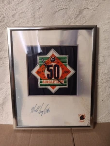 MIKE SINGLETARY SIGNED Autograph Framed Samurai Patch Bears Promo Water Damaged  - Afbeelding 1 van 14