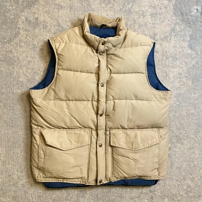 Chaleco de plumón Woolrich vintage para hombre grande bronceado acolchado hecho en EE. UU. caza años 70 80 Foto 1 de 4