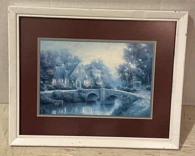 Vintage Signed Thomas Kincaid Litho Print Of Lamplight Manor Lane VI Framed - Image 1 of 4