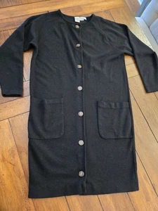 Vintage 90s CW Cardigan Sweater Dress Black 100% Wool CLIFFORD & WILLS Medium - Bild 1 von 5