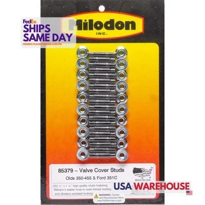 Milodon 85379, Juego de 20 Kit de pernos de cubierta de válvula - Olds V8 y se adapta a Ford 351C Perform Foto 1 de 4