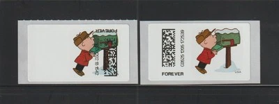 US Computer Vended Stamps: CVP98, 2015 Charlie Brown: INVERT ERROR & Normal! MNH - Image 1 of 2